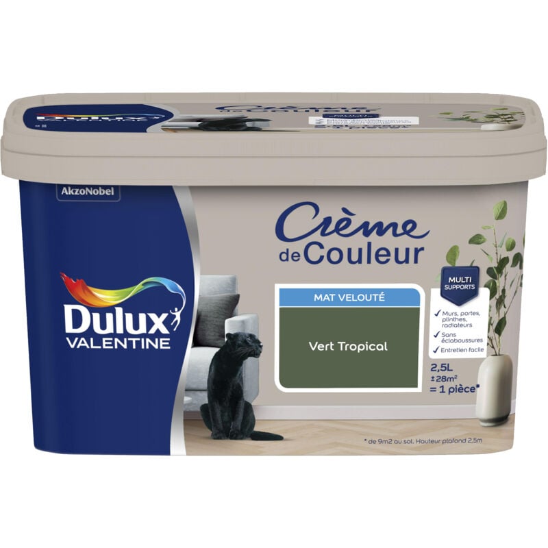 Dulux Valentine - Peinture Crème De Couleur Mat Vert Tropical 2,5 l