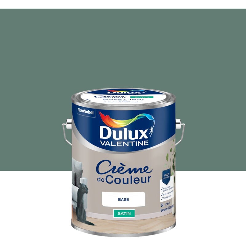 Dulux Valentine - Peinture Crème De Couleur Satin Vert Céladon 5L