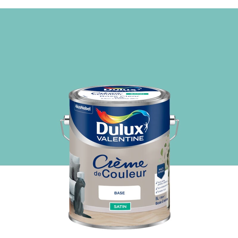 Dulux Valentine - Peinture Crème De Couleur Satin Vert Jade 5L