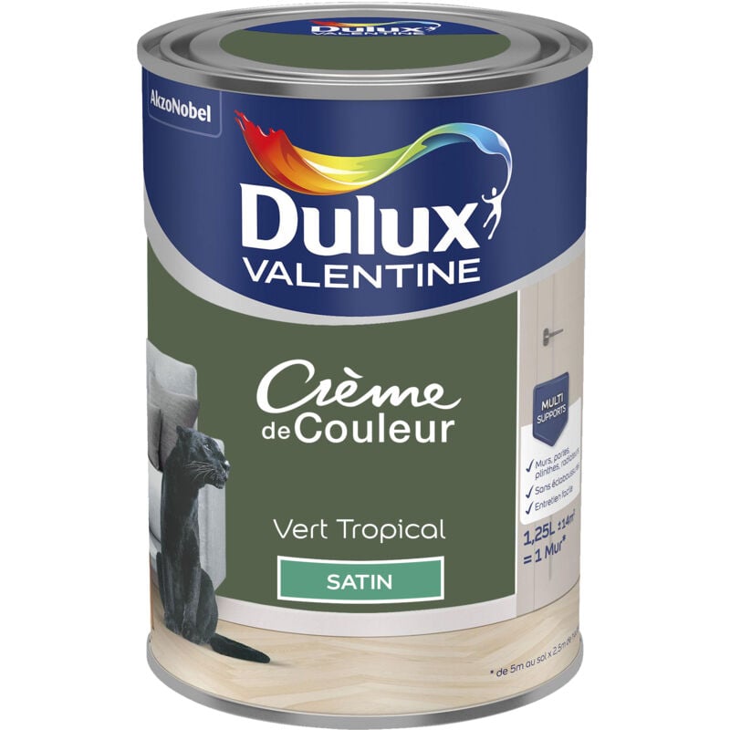 Dulux Valentine - Peinture Crème De Couleur Satin Vert Tropical 1,25 l