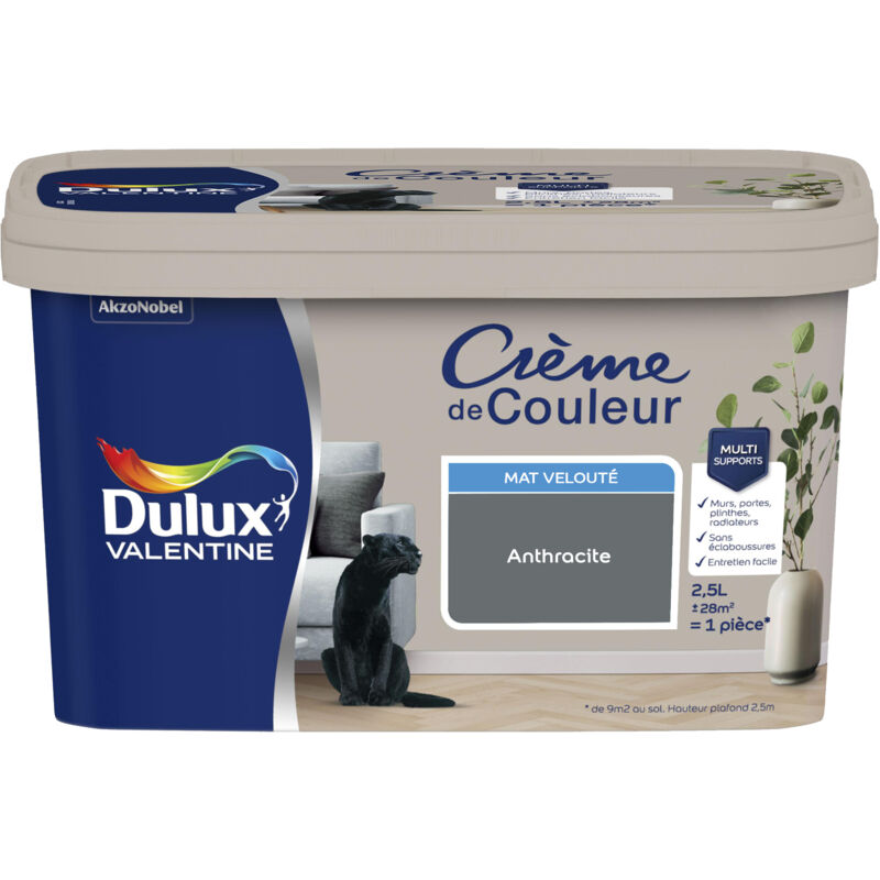 Dulux Valentine - Peinture Crème De Couleur Mat Anthracite 2,5 l
