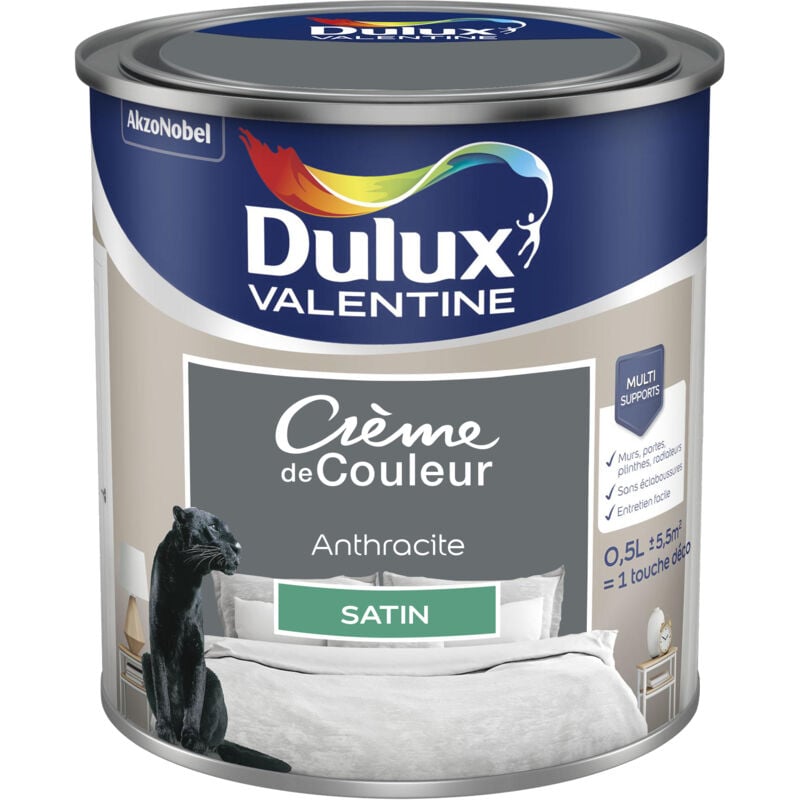 Peinture Crème De Couleur Satin Anthracite 0,5 L - Dulux Valentine