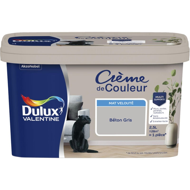 Peinture Crème De Couleur Mat Béton Gris 2,5 L - Dulux Valentine