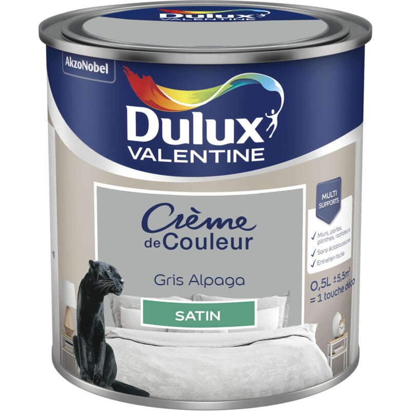 Peinture Crème De Couleur Satin Gris Alpaga 0,5 l Dulux Valentine
