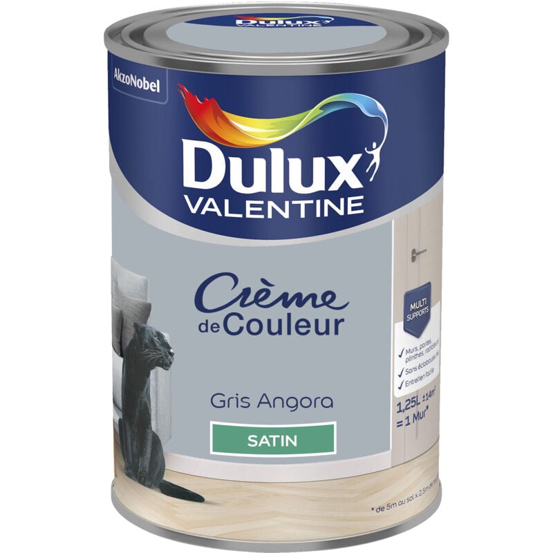 Peinture Crème De Couleur Satin Gris Angora 1,25 l Dulux Valentine
