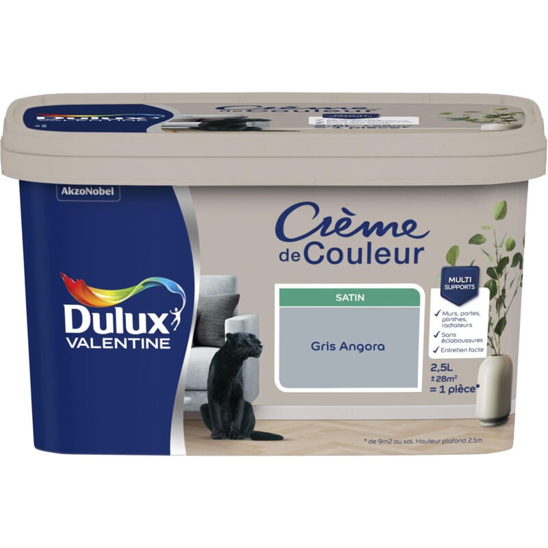 Dulux Valentine - Peinture Crème De Couleur Satin Gris Angora 2,5 l