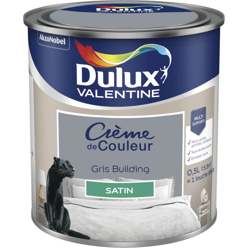 Peinture Crème De Couleur Satin Gris Building 0,5 l Dulux Valentine
