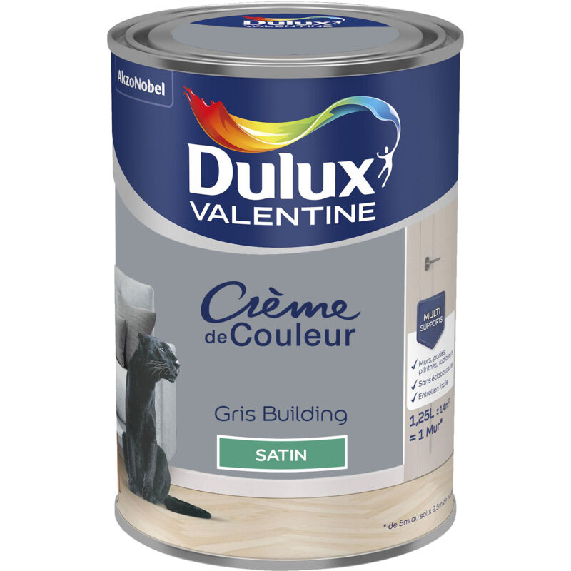 Peinture Crème De Couleur Satin Gris Building 1,25 l Dulux Valentine