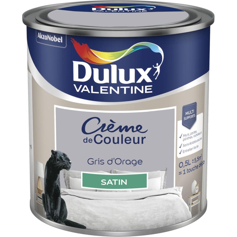 Peinture Crème De Couleur Satin Gris d'Orage 0,5 l Dulux Valentine