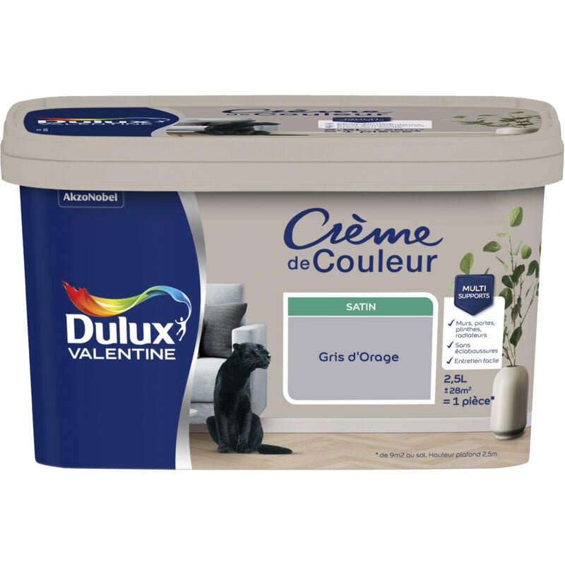 Dulux Valentine - Peinture Crème De Couleur Satin Gris d'Orage 2,5 l
