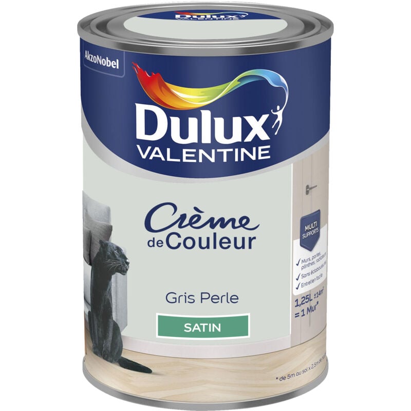 Peinture Crème De Couleur Satin Gris Perle 1,25 l Dulux Valentine