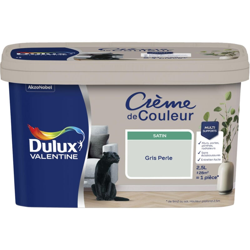 Dulux Valentine - Peinture Crème De Couleur Satin Gris Perle 2,5 l