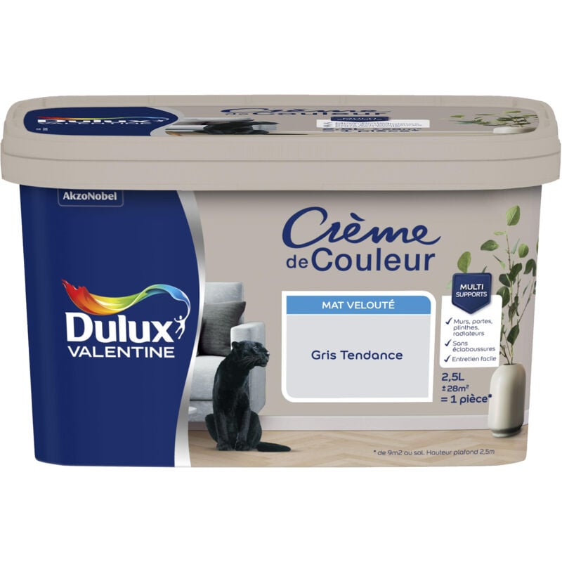 Dulux Valentine - Peinture Crème De Couleur Mat Gris Tendance 2,5 l