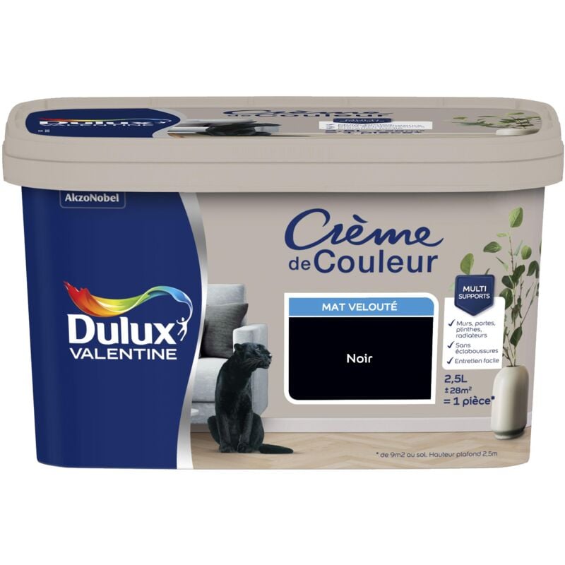 Dulux Valentine - Peinture Crème De Couleur Mat Noir 2,5 l