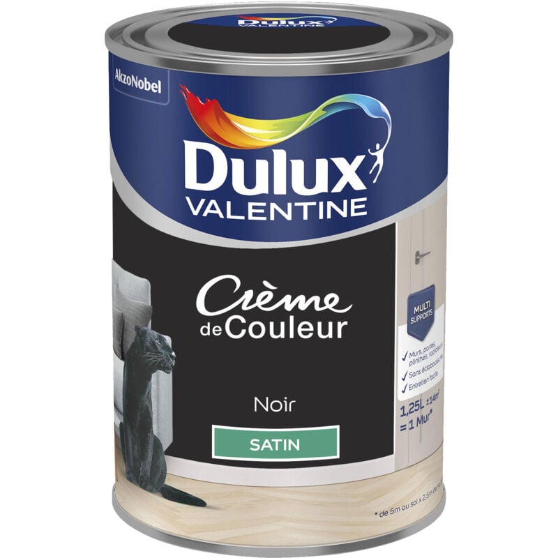 Dulux Valentine - Peinture Crème De Couleur Satin Noir 1,25 l