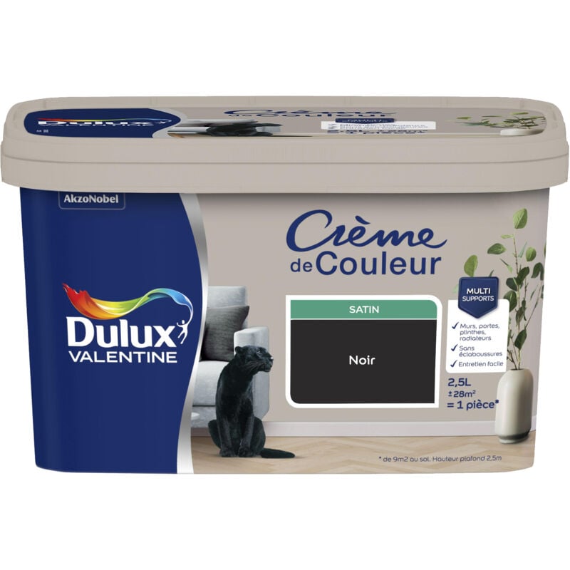 Dulux Valentine - Peinture Crème De Couleur Satin Noir 2,5 l