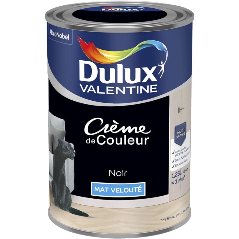 Dulux Valentine - Peinture Crème De Couleur Mat Noir 1,25 l