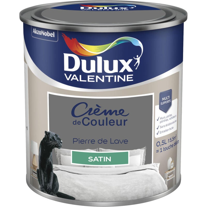 Peinture Crème De Couleur Satin Pierre de Lave 0,5 l Dulux Valentine