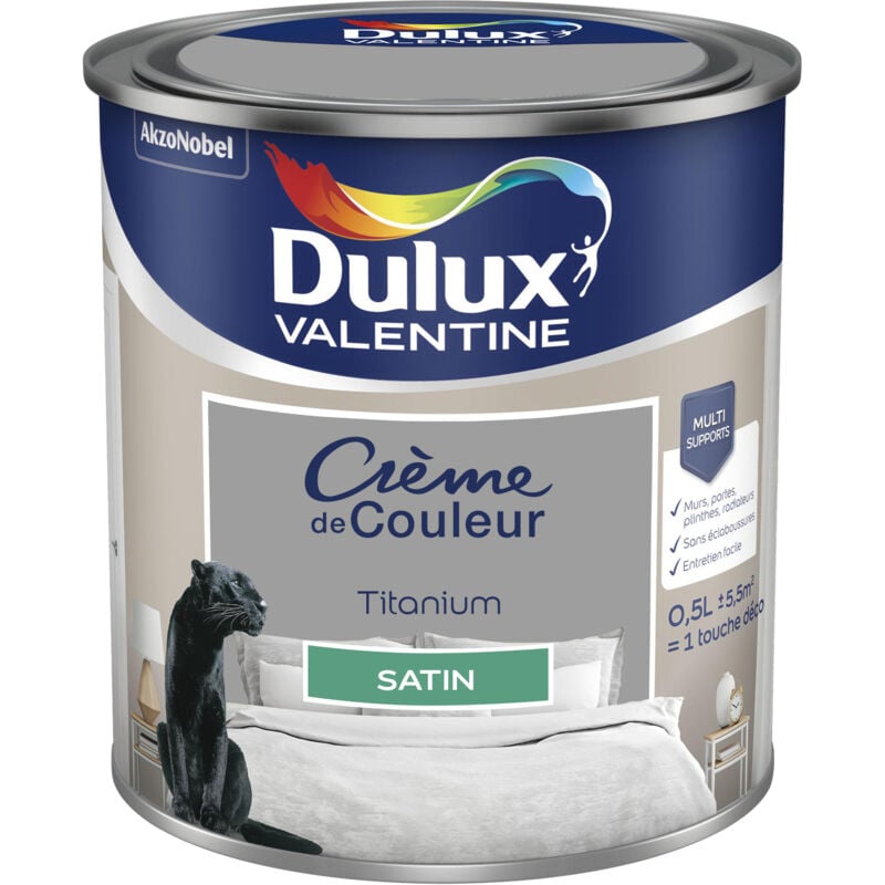 Dulux Valentine - Peinture Crème De Couleur Satin Titanium 0,5 l