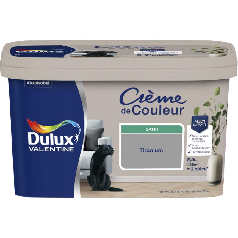 Dulux Valentine - Peinture Crème De Couleur Satin Titanium 2,5 l