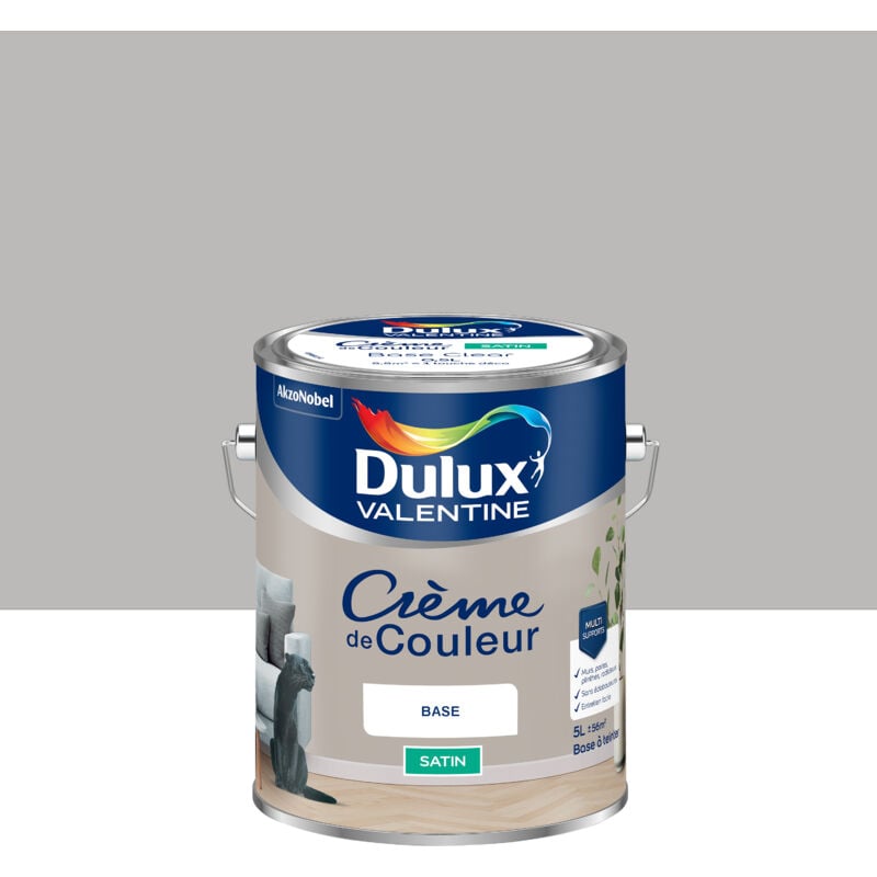 Dulux Valentine - Peinture Crème De Couleur Satin Béton Gris 5L