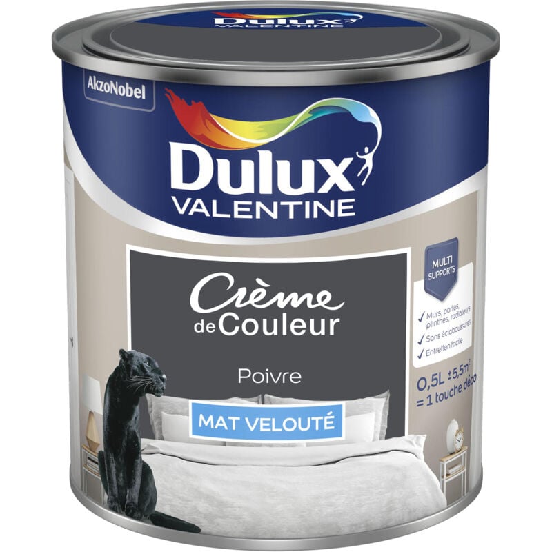Dulux Valentine - Peinture Crème De Couleur Mat Poivre 0,5 l