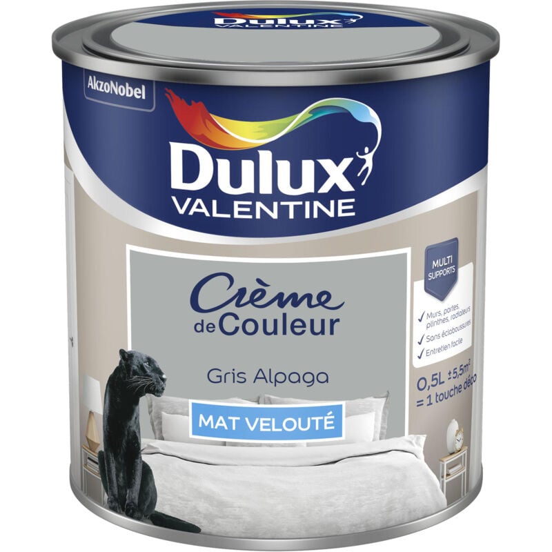 Dulux Valentine - Peinture Crème De Couleur Mat Gris Alpaga 0,5 l