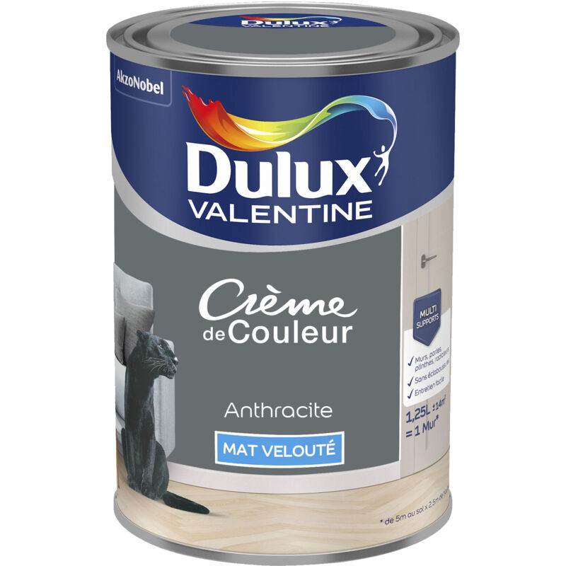 Dulux Valentine - Peinture Crème De Couleur Mat Anthracite 1,25 l