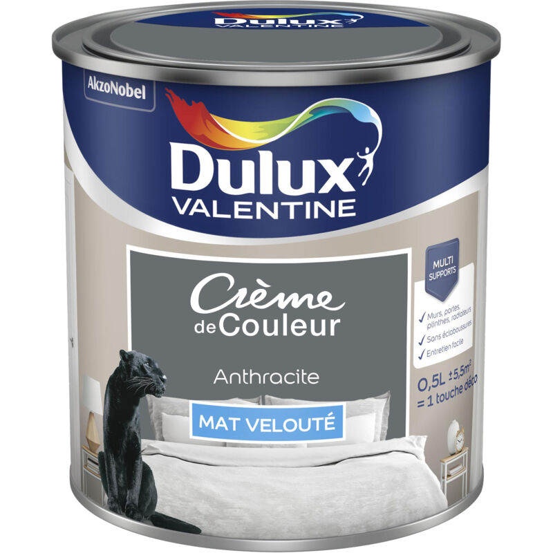 Dulux Valentine - Peinture Crème De Couleur Mat Anthracite 0,5 l