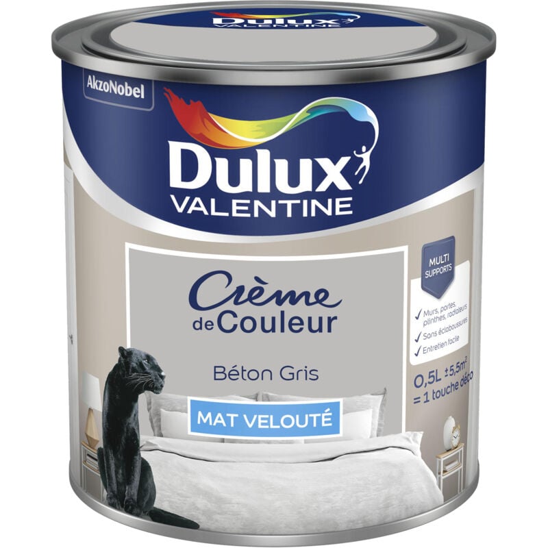 Dulux Valentine - Peinture Crème De Couleur Mat Béton Gris 0,5 l