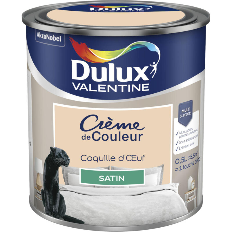 Peinture Crème De Couleur Satin Coquille d'oeuf 0,5 l Dulux Valentine