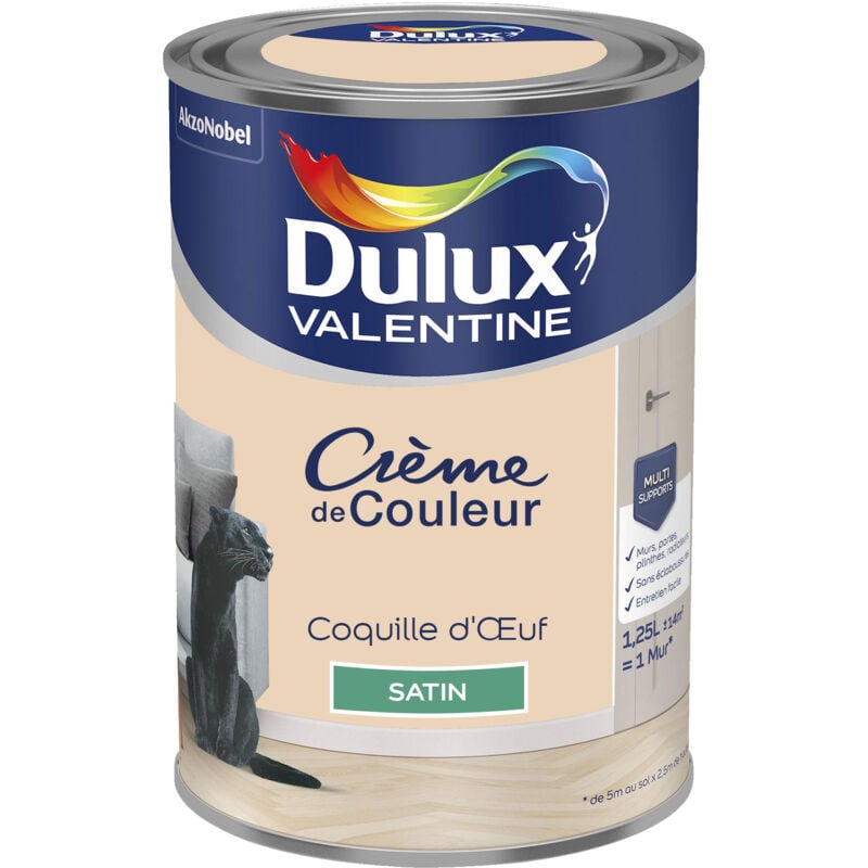 Peinture Crème De Couleur Satin Coquille d'oeuf 1,25 l Dulux Valentine
