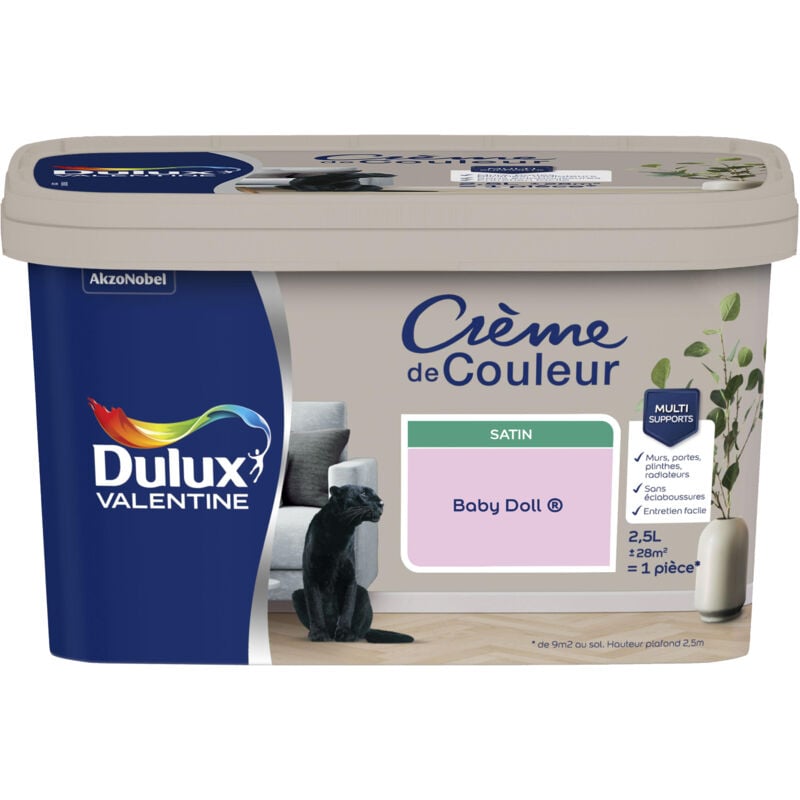 Dulux Valentine - Peinture Crème De Couleur Satin Baby Doll 2,5 l