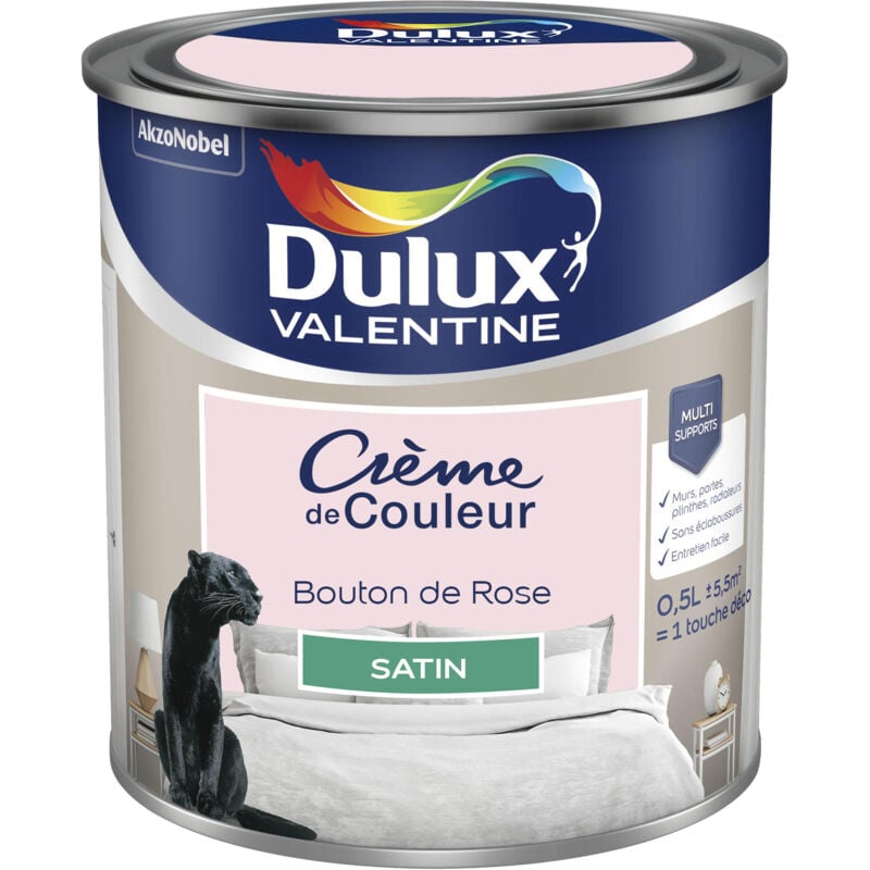 Peinture Crème De Couleur Satin Bouton de Rose 0,5 l Dulux Valentine