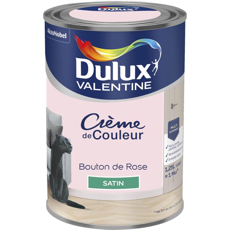 Peinture Crème De Couleur Satin Bouton de Rose 1,25 l Dulux Valentine