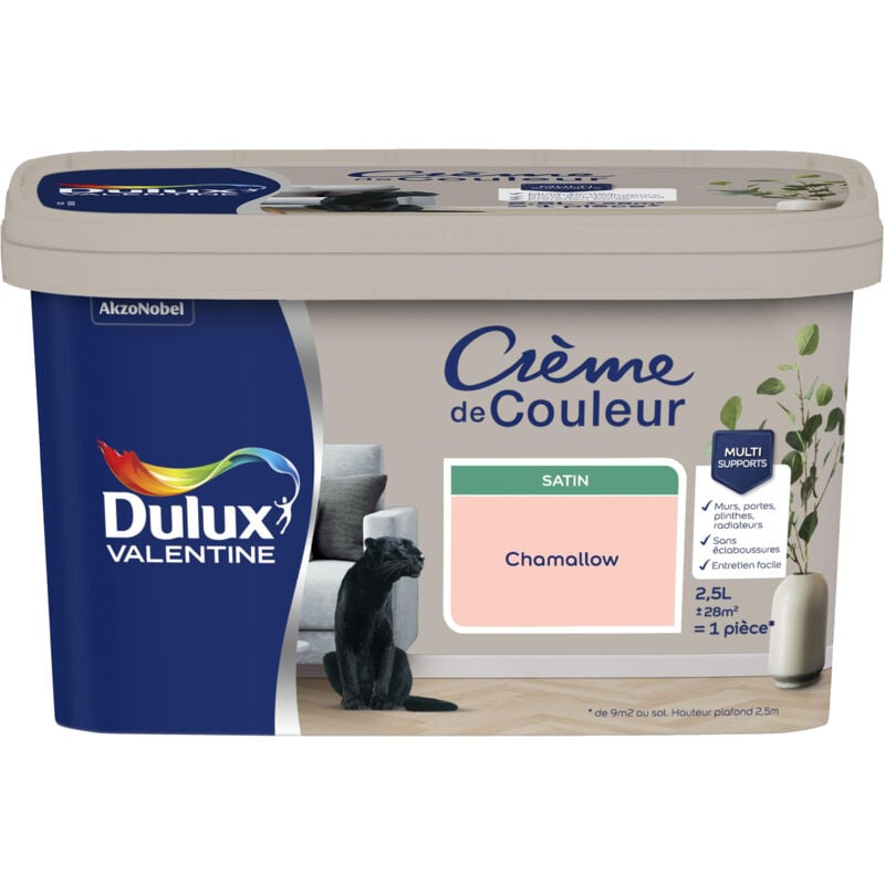 Dulux Valentine - Peinture Crème De Couleur Satin Chamallow 2,5 l