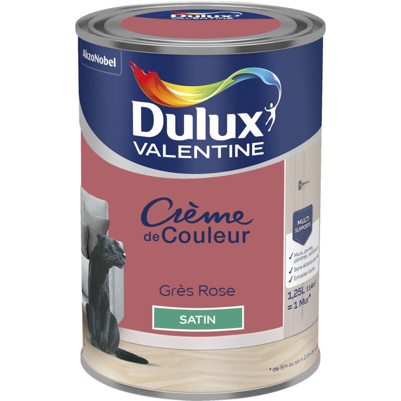 Dulux Valentine - Peinture Crème De Couleur Satin Grès Rose 1,25 l