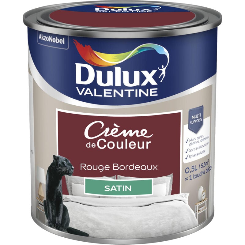 Peinture Crème De Couleur Satin Rouge Bordeaux 0,5 l Dulux Valentine