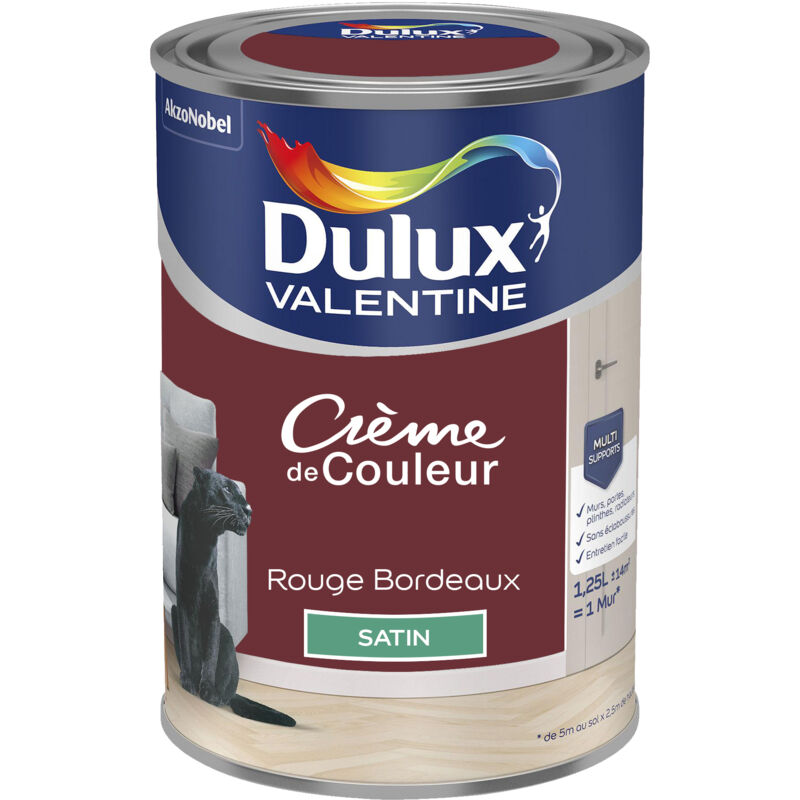 Peinture Crème De Couleur Satin Rouge Bordeaux 1,25 l Dulux Valentine