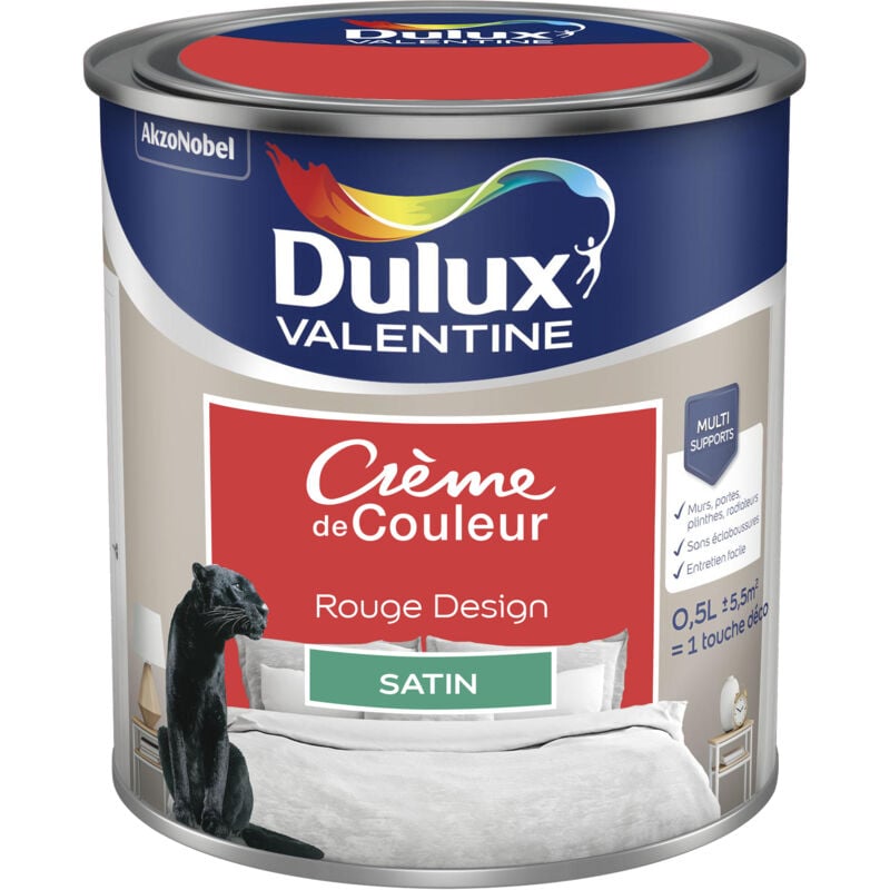 Peinture Crème De Couleur Satin Rouge Design 0,5 l Dulux Valentine