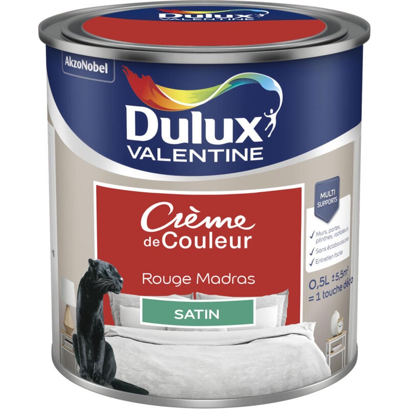 Peinture Crème De Couleur Satin Rouge Madras 0,5 l Dulux Valentine