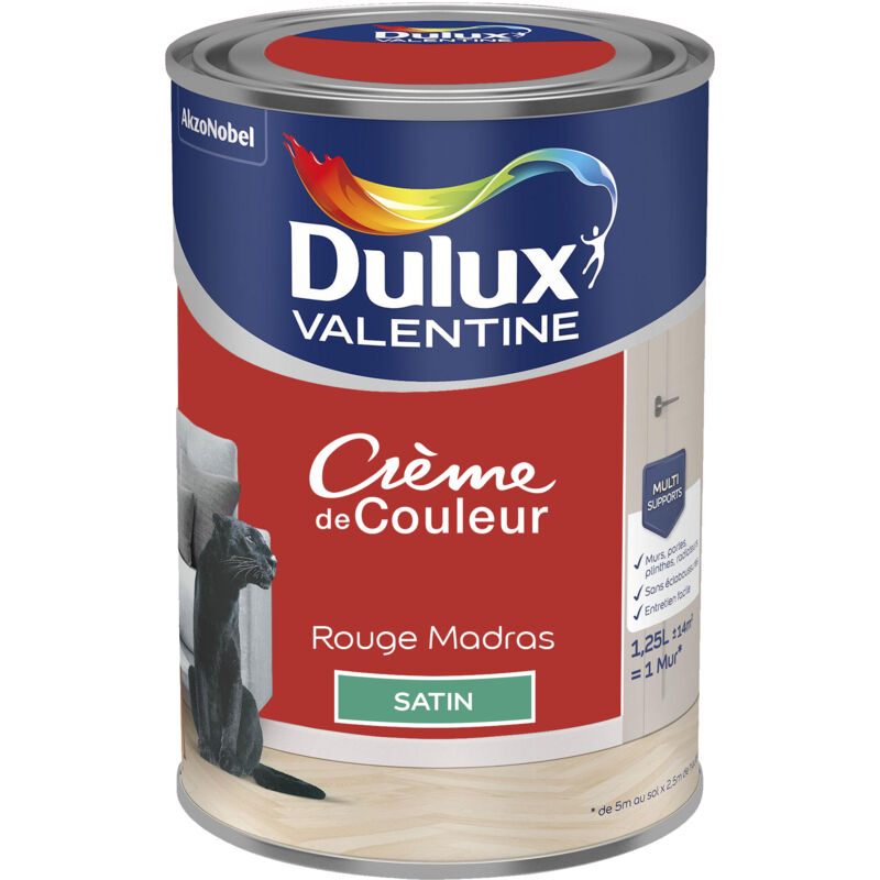 Peinture Crème De Couleur Satin Rouge Madras 1,25 l Dulux Valentine