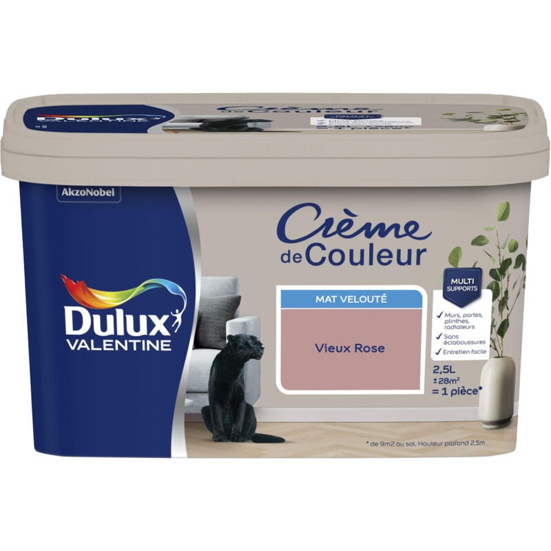 Dulux Valentine - Peinture Crème De Couleur Mat Vieux Rose 2,5 l