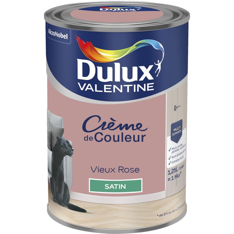 Peinture Crème De Couleur Satin Vieux Rose 1,25 l Dulux Valentine
