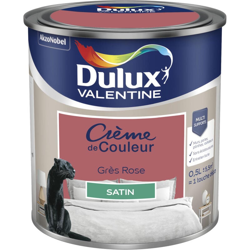 Dulux Valentine - Peinture Crème De Couleur Satin Grès Rose 0,5 l