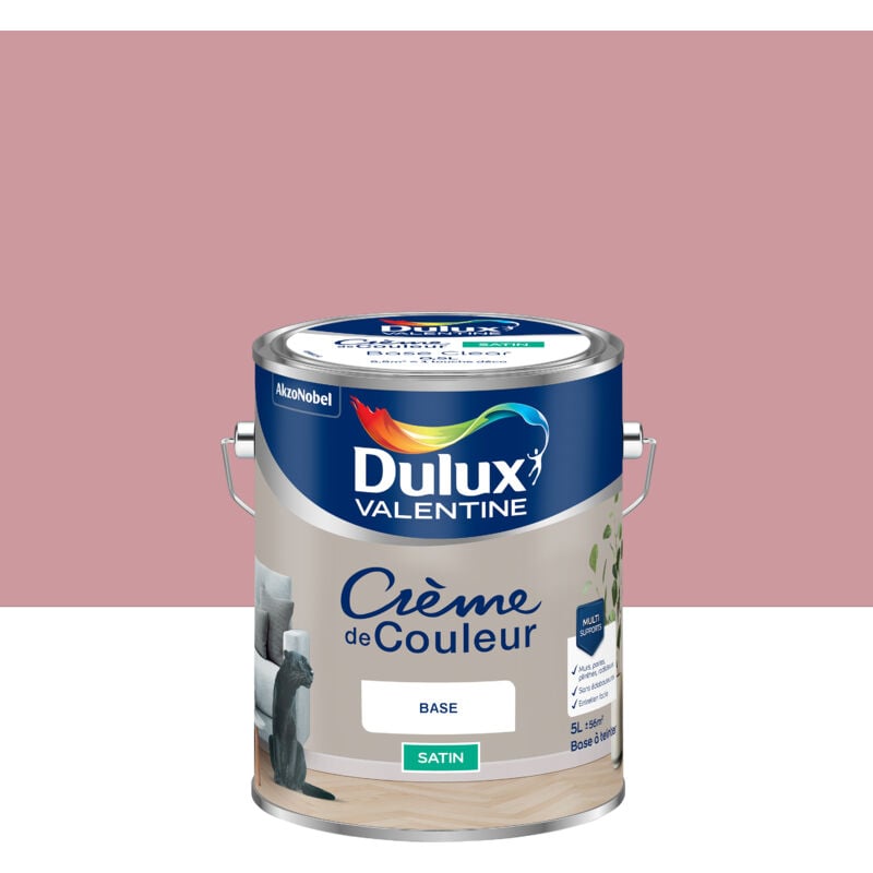 Dulux Valentine - Peinture Crème De Couleur Satin Vieux Rose 5L