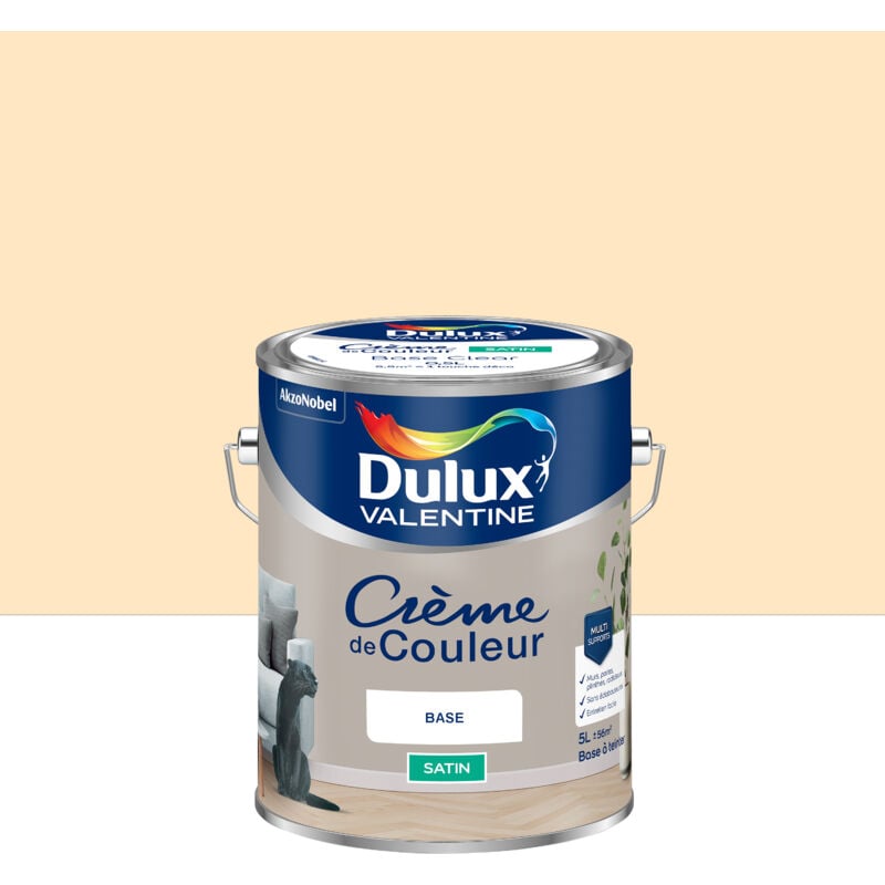 Dulux Valentine - Peinture Crème De Couleur Satin Coquille d'Oeuf 5L