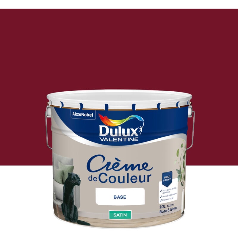 Dulux Valentine - Peinture Crème De Couleur Satin Rouge Bordeaux 10L