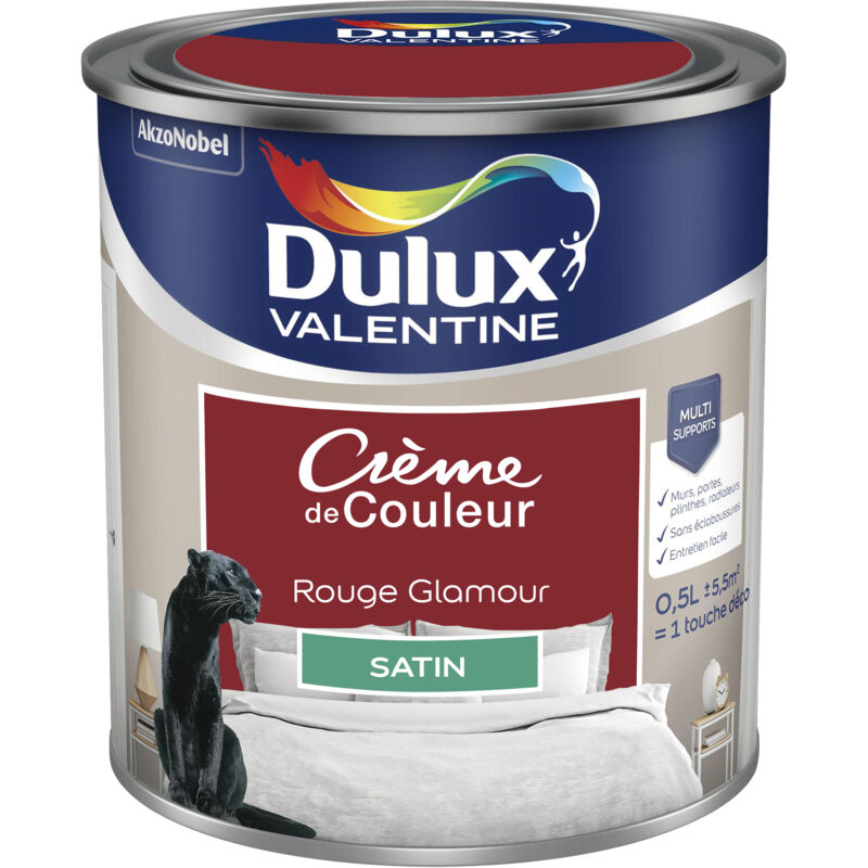 Peinture Crème De Couleur Satin Rouge Glamour 0,5 l Dulux Valentine