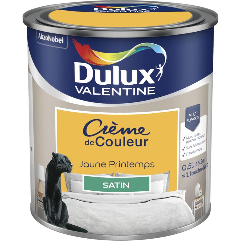 Dulux Valentine - Peinture Crème De Couleur Satin Jaune Printemps 0,5 l